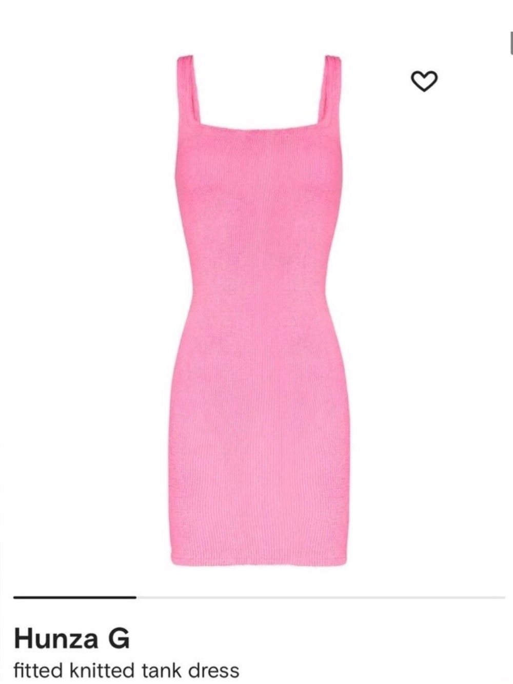 Hunza G Hot Pink Ribbed Mini Dress Square Neck